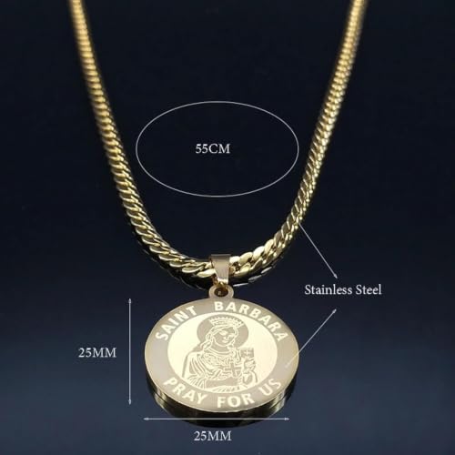Collier Archange Sainte Barbe médaille dorée de haute qualité