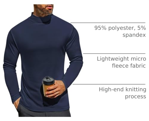 Ekouaer Men's Mock Turtleneck Long Sleeve Turtle Neck Tops Thermal Shirts - image 4