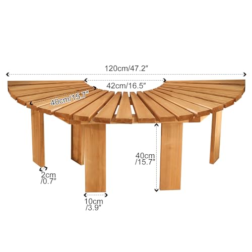Banco sin respaldo de madera maciza para patio exterior resistente 5