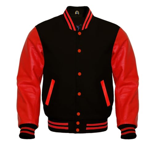 Varsity Letterman Baseball Retro Wool and Genuine Leather Sleeves Vintage Bomber Style Varsity Jacket