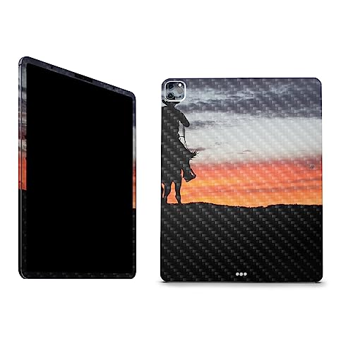 Image of MightySkins Carbon Fiber Skin Compatible with Apple iPad Pro 12.9 inch M2 6th Gen (2022) Full Wrap Kit - Lone Rider | Protective, Durable Textured Carbon Fiber Finish | Easy to Apply | Made in The USA
