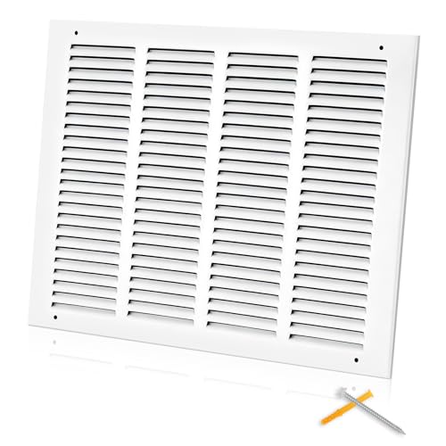 Fancat 16x12 Duct Opening | Steel Return Air Grille | Vent Cover Grill for Sidewall and Ceiling | HVAC Cold Air Intake Grille | White | Outer Dimensions: 17.75"W X 13.75"