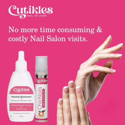 Image of CutiCouple - Combo pack of Cuticle Remover & Cuticle Oil. Ideal for Quick DIY Mani-Pedis. Cuticle Remover Softens /Removes dead-skin from nails, Cuticle Oil Nourishes Nails & Cuticles - 40ml