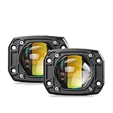 フォグランプ 4x4 12V 24V 運転用作業灯 6000K ホワイト 3500K イエロー フォグランプ フラッシュマウント 8Dレンズ LED作業灯 車 トラック オフロード用 LEDフォグ(2個)