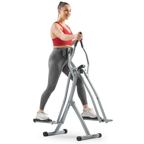 Sunny Health & Fitness 2-in-1 Upright Elliptical Cross Trainer, Compact Full-Body Exerciser, Home Cross-Training for Arm/Leg, Low Impact Cardio Workout Machine for Indoor, Optional Free SunnyFit App