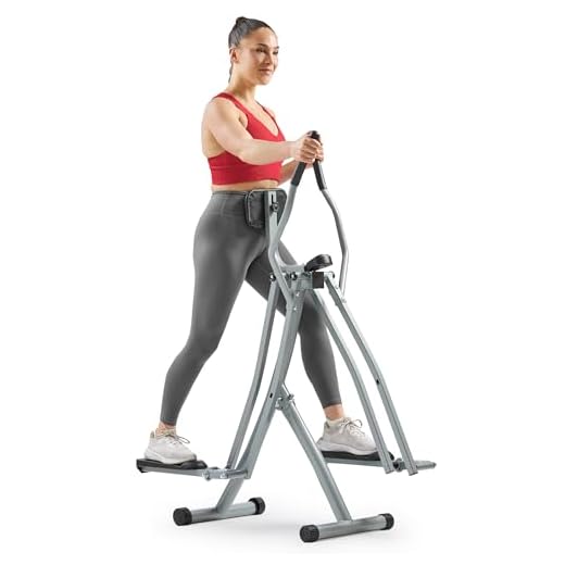 Sunny Health & Fitness Elliptical Cross Trainer w/ LCD Monitor, Air Walker Exercise Machines For Home Gym Workouts, Grey, 63L x 48W x 144H cm, SF-E902