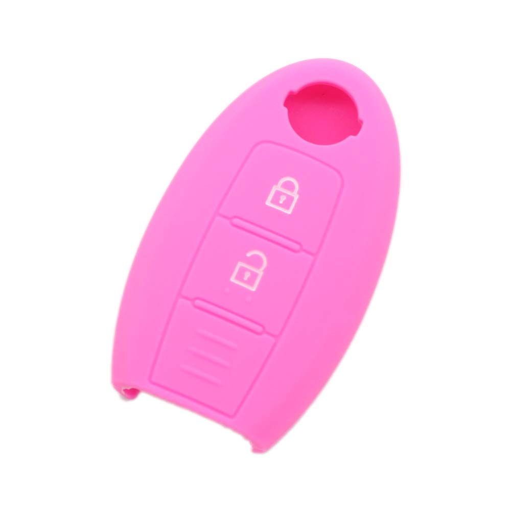 Silicone Cover Protector Case Holder Skin Jacket Compatible with NISSAN 2 Button Smart Remote Key Fob CV9506 Pink