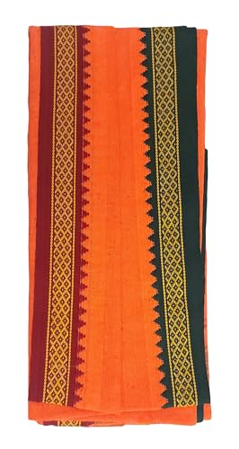 Image of Handloom Cotton + Polyester Mix God Towel | Gamcha /Angocha Towel | Fast Absorbing Bath Towels |Pack of 6 | Size 76 x 168 cm | Orange