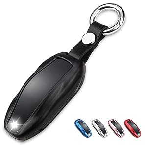 QBUC for Tesla Key Fob Cover with Keychain Compatible with Tesla Model S/3/Y Keyless Protection Case Smart Remote Accessory (Black)