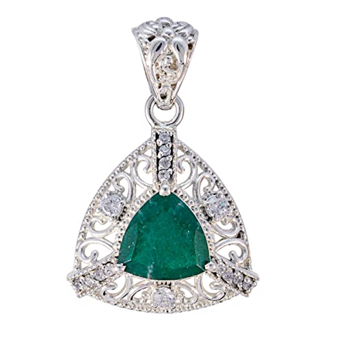 Pendentif émeraude indienne en argent 925, le cadeau d'anniversaire idéal pour fille