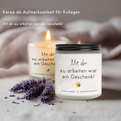 Abschiedsgeschenk für Kollegin, Duftkerze mit Spruch, Geschenk für Beste Kollegen zum Geburtstag Weihnachten Jahrestag Ostern Ruhestand Abschied, Danke Geschenke für Kollegen Mitarbeiter Chefin Lehrer