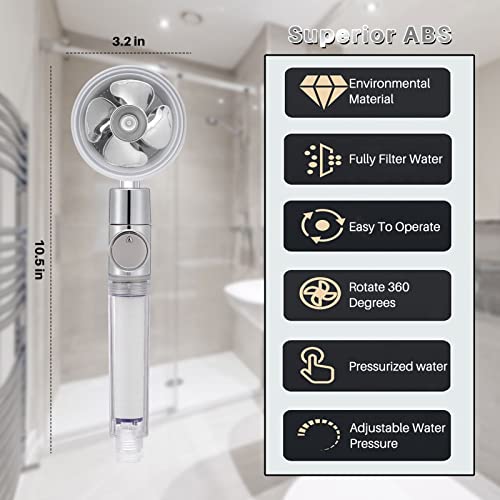 Duschköpfe Hochdruck , Badinstallationen Shower Head,360°Brausekopf,Filter PP BaumwolleWassersparend Druckerhöhung Chrome Duschbrause für Baden - Image 5