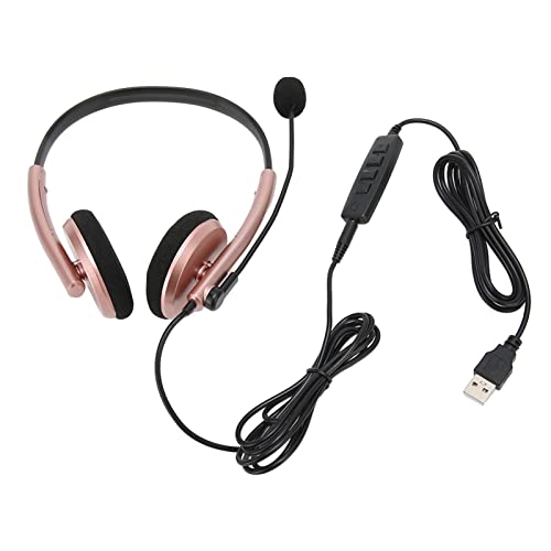 Loinutdbv Auriculares para Centro de Llamadas con cancelación de Ruido, Auriculares para teléfono Comercial, Auriculares de comunicación de Voz HD para Servicio al Cliente, micrófono (USB)