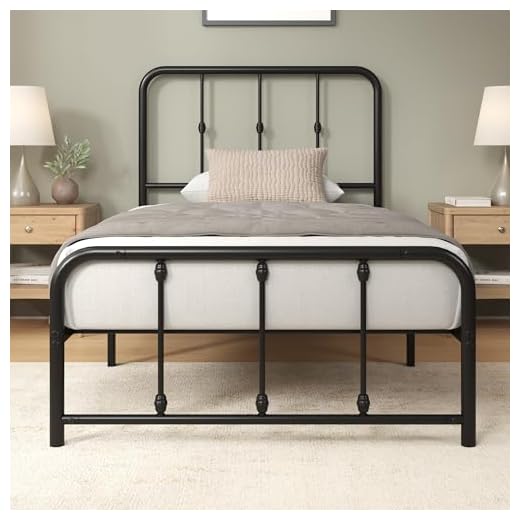 ZINUS Florence 3ft Single Bed Frame 90x190cm, Metal Platform Bed with Headboard and Footboard, Strong Steel Slat Support, Large Storage Space, Easy Assembly, Black