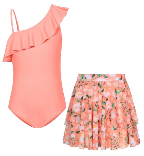 Image of GRACE KARIN Girls One Piece Swimsuits with Mesh Skirt Bathing Suit Swimwear 6-14Y