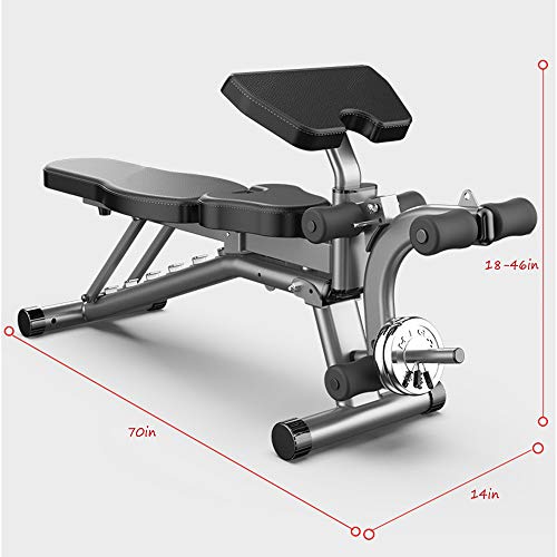 Adjustable Weight Bench Press,Leg Extension Flat/Incline/Decline Utility Bench Press 12 Ways to Exercise for Home Gym Easy to Assemble，Men Women Kids（Maximum Load：300lb）