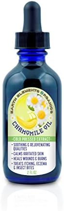 Chamomile Medicinal Herbal Oil,100% Organic, Raw, Non-GMO – Soothing, Calming, Dry & Itchi Skin, Massage. Aromatherapy. Excellent Carrier Oil. 2fl.oz.