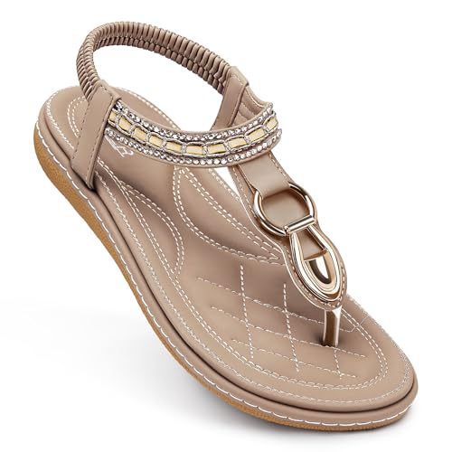 Image of SHIBEVER Flat Sandals for Women Dressy: Comfortable Thong Slip On Sandal
