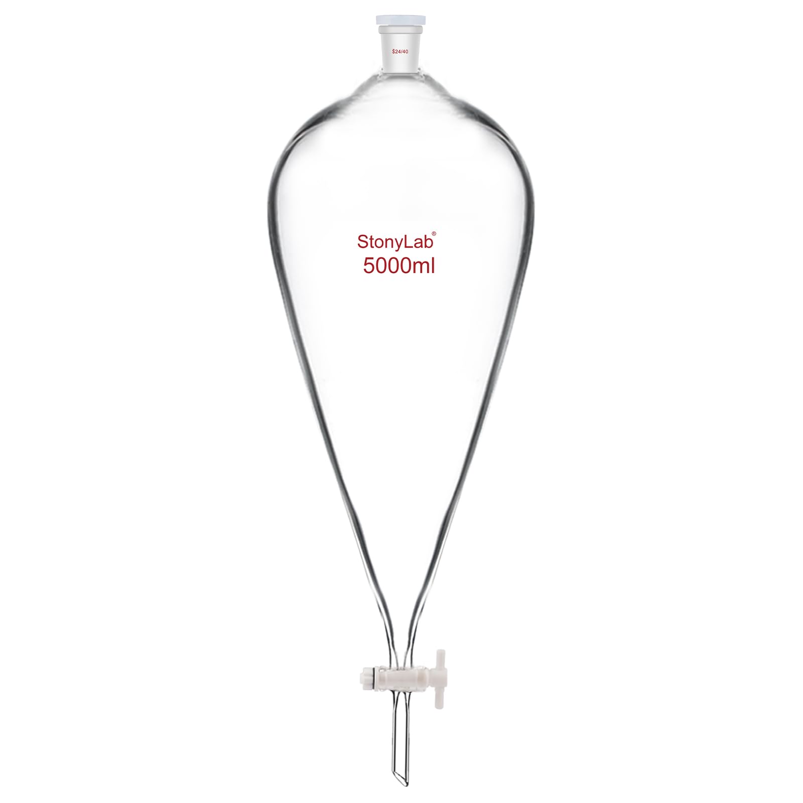 stonylab Borosilicate Glass 500 ml Heavy Wall Conical Separatory Funnel with 24/40 Joints and PTFE Stopcock — Amazon image 12