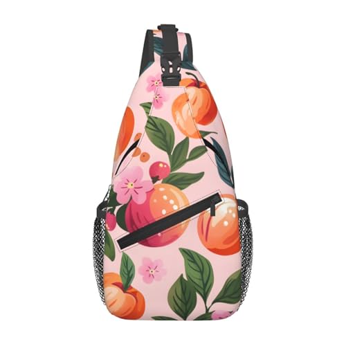 Mochila de Pecho Unisex con Estampado de Duraznos