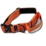 Pilgrim Pet Heavy-Duty Tactical Dog Collar with Control Handle and Metal Hardware – Adjustable K9 Gear with Patch Panel & Airtag Holder (Orange)