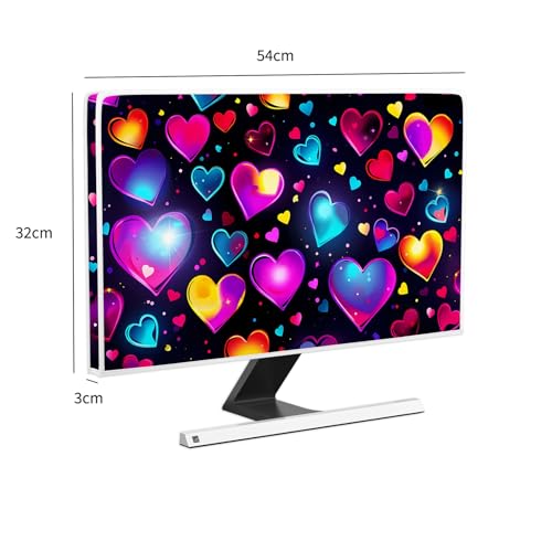Image of Monitor Dust Covers 22, 23, 24, 25 Inch Waterproof Computer Monitor Cover Anti-Static Dustproof Protective Cover for LCD /LED /HD Full Body Cover for Computer Screen，Neon Heart