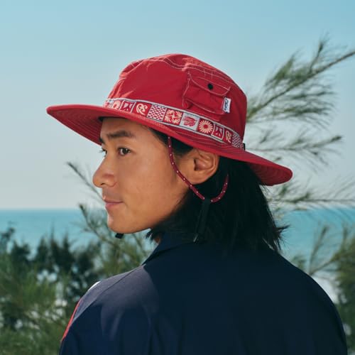 Image of Color-Blocked Fisherman Style Sun Hat for Outdoor Camping, Surfing & Vacations - Wide Brim, UV Protective, Anti-Slip