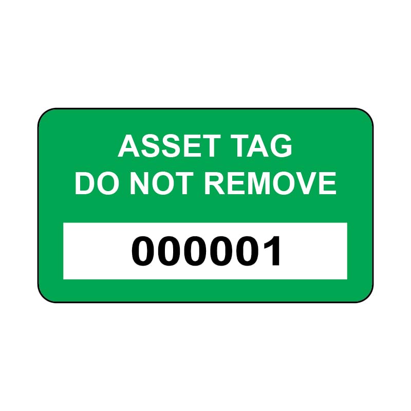 250 Green Numbered Asset Tag Labels Stickers- 38mm x 20mm Permanent Vinyl Labels