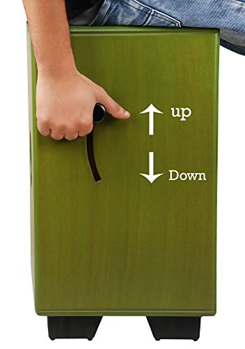 Image of Clapbox Adjustable Snare Cajon CB40- Olive Green, Birch Wood (H:50 W:30 L:30) - 3 Internal Snares