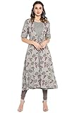 Janasya Women's Grey Pure Cotton Kurta with Attached Jacket (JNE3466-KR-XXXL)