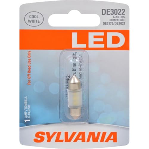 SYLVANIA - DE3022 31mm Festoon LED White Mini Bulb - Bright LED - Ideal for Interior Lighting - Map, Trunk, Cargo & License Plate (Contains 1 Bulb)