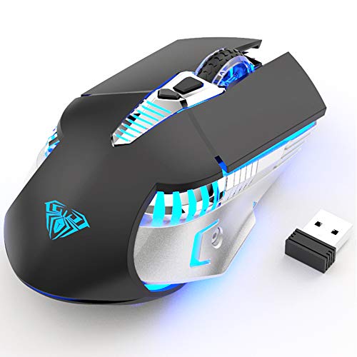 Aula Bluetooth Wireless Gaming Mouse,800-2400DPI,Programmable,Rechargeable,3 Modes(BT5.0, BT3.0 and 2.4G),Ergonomics,for PC Laptop Computers Desktop,Game