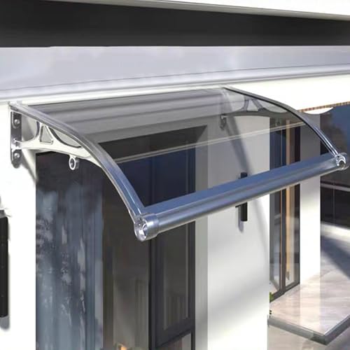 Auvent de porte en aluminium gris anthracite 80x340 cm résistant aux chocs