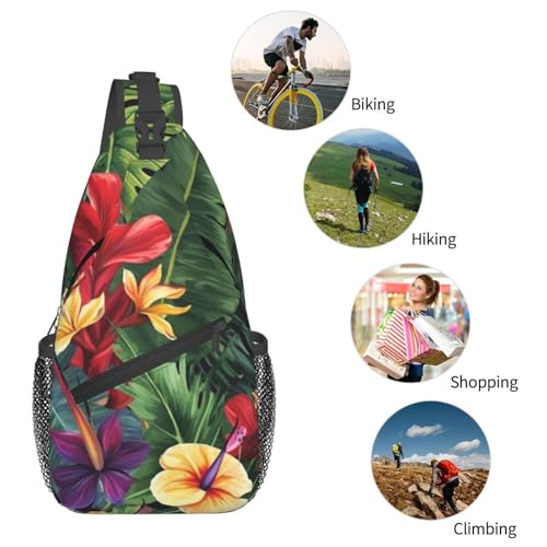 Bolso cruzado tropical para pecho para hombre y mujer miniatura 6