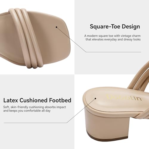 Image of Women's Heeled Sandals Two Strap Square Open Toe Heels 2-Inch Chunky Sandals Dress Shoes Wide Feet Friendly