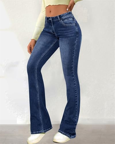 Women's Flare Bell Bottom Jeans High Waisted Wide Leg Bootcut Jeans Stretchy Slimming Denim Pants3