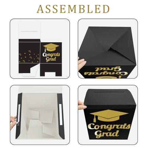 image for Partico Graduation Card Box Holder, Congrats Grad Foldable Cardboard D