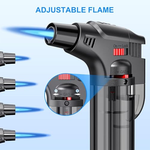 Image of Jet Flame Refillable Gas Lighter for Kitchen - Windproof Pocket Lighter For BBQs, Bonfire, Candle, Easy to Use (Multicolor, Pack of 1)