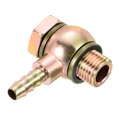 YOKIVE Hose Barb Fitting Elbow, Barbed M14x1.5 Male Thread Adapter Connector, Great for Gas, Water, Oil, Fuel Pipelines (Gold, 8-mm)