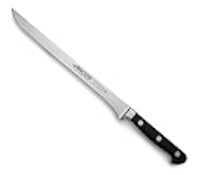 Forged Slicing Knife for Chefs - 10 inch Stainless Steel - Black POM Handle. Precision Ham Knife - Classic Series