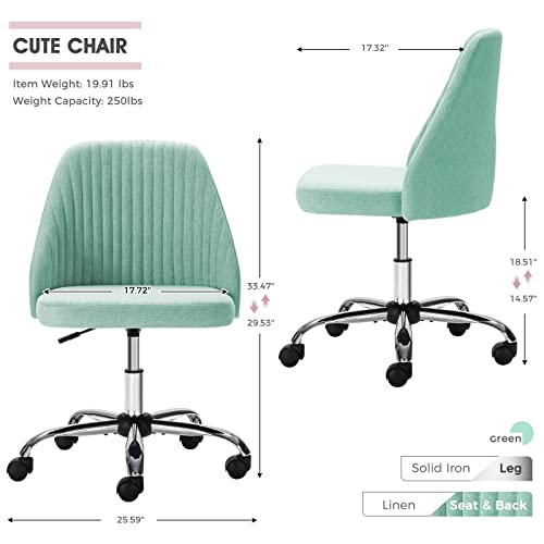 Home Office Desk Chair - Adjustable Rolling Chair, Armless Cute Modern Task Chair For Office, Home, Make Up,Small Space, Bed Room #TOP1