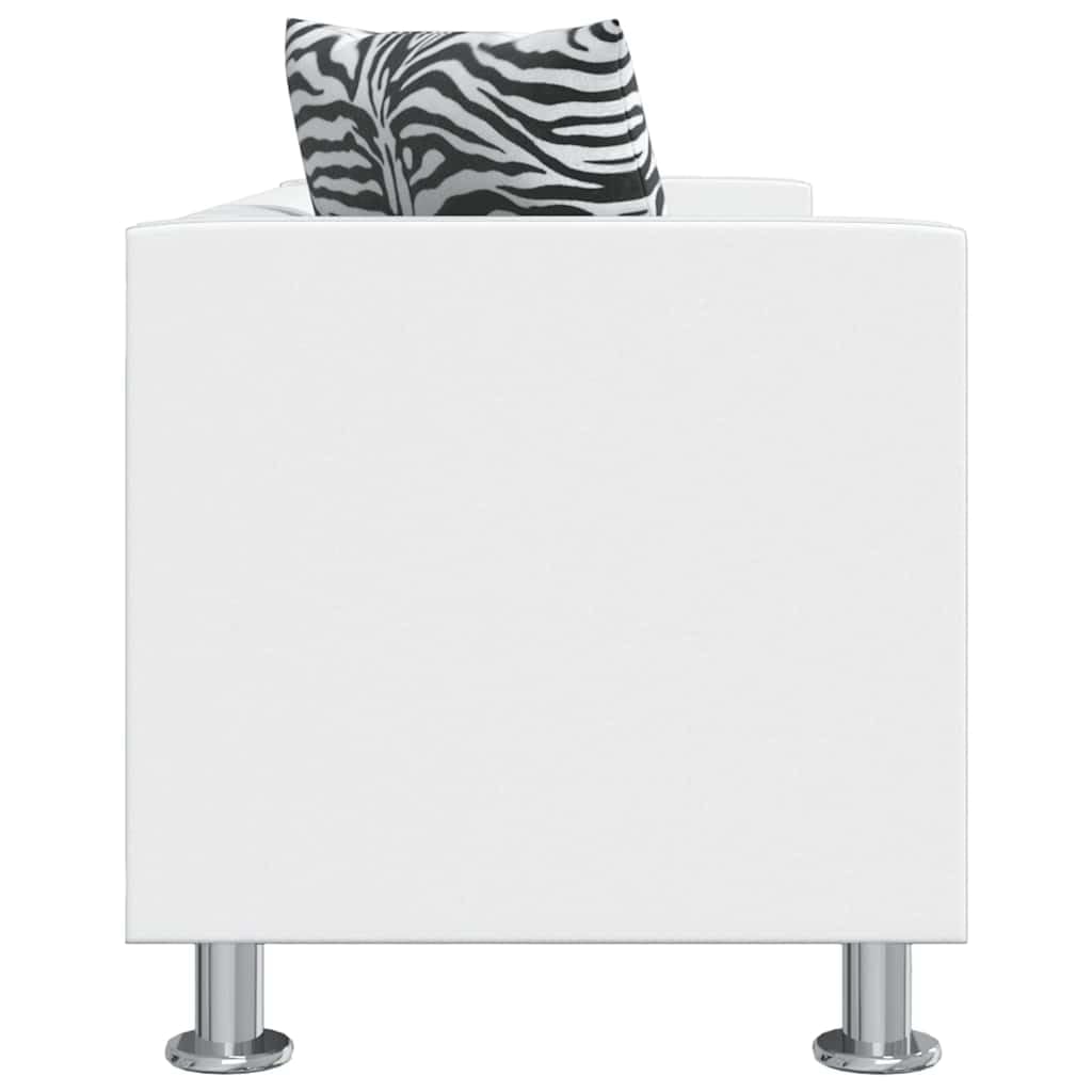 vidaXL Sofá Blanco de Cuero Artificial, 3 plazas Bricolaje Muebles casa Asiento