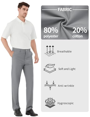 Image of Men's Tall Classic Fit Flex Flat Front Dress Pants Formal Pants for Business & Office