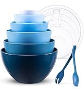 LUXEAR Mixing Bowls with Lids Set, 14 Pieces Plastic Nesting Bowls Includes 6 Prep Bowls, 6 Lids,...
