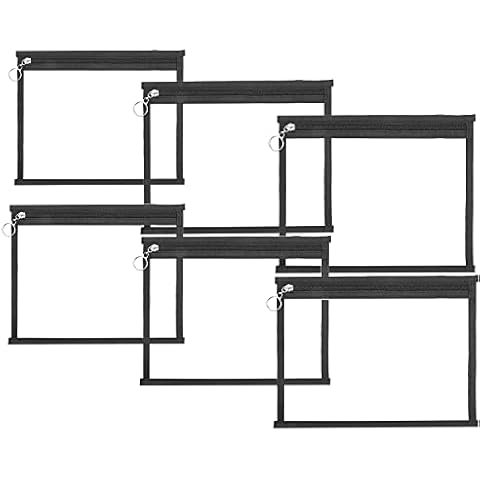 AMLITS Multi-Purpose Water Resisitant Clear PVC Organizer Bag Pouch with Zipper Closure Durable PVC with Black Edging, Ideal for Professionals, Compatible with Documents. (6 Pcs) Cover