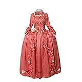 Fortunehouse Damen Mittelalterliche Kleid mit Blume Ausschmückung 18. Jahrhundert Kostüme für Halloween