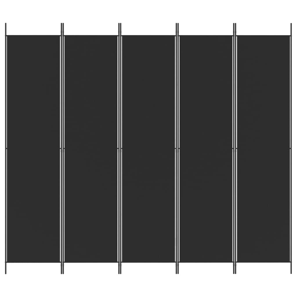 Lot de 5 paravents noirs 250 x 220 cm - En tissu - Moderne - Pour intérieur et balcon - Brise-vue - Vestiaire privé - Pour salon, chambre à coucher - Polyvalent
