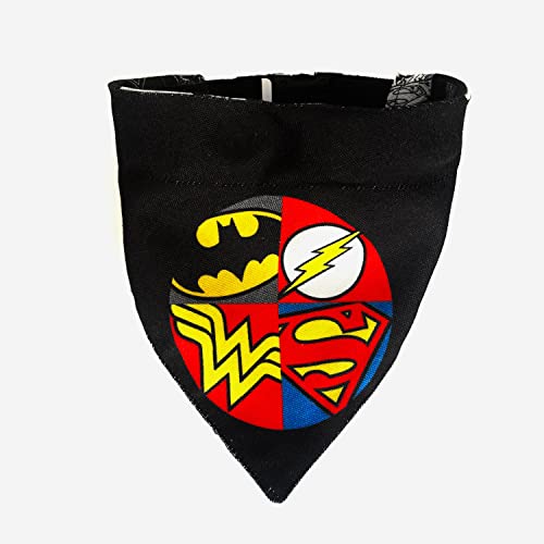 Image of That Dog In Tuxedo Tdit XDc Justice League Reversible Dog Bandana With Adjustable Dog Collar (Size Medium /Large, Black)