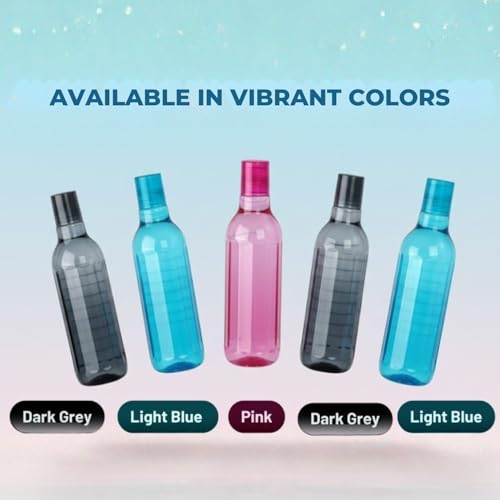 Image of Reusable Water Bottles Durable Plastic Drink Bottles with Secure Caps, Lightweight Leak Resistant Design for School, Office, Gym & Travel, Multi Color Pack (Blue, Pink, Grey) (Pack of 6)
