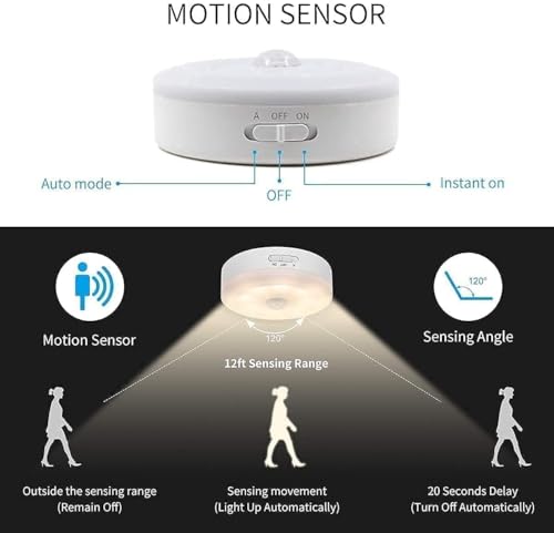 Image of Motion Sensor LED Night Light with USB Charging - Self-Adhesive, Rechargeable, Wireless Body Sensor Wall Lamp for Bedroom, Stairs, Wardrobe & Kitchen (Cool White, Pack of 2) - Plastic